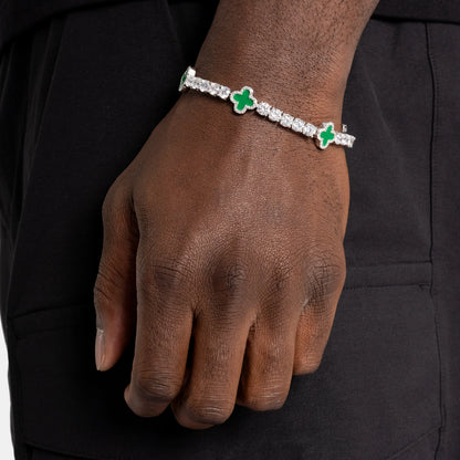 Pulseira 4mm Riviera Trevo Verde TS