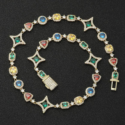 Corrente TS Jewels com diamantes multicoloridos de 10 mm