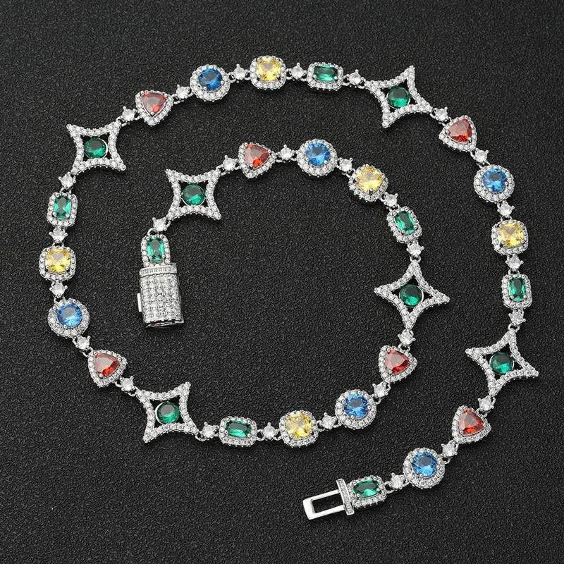 Corrente TS Jewels com diamantes multicoloridos de 10 mm