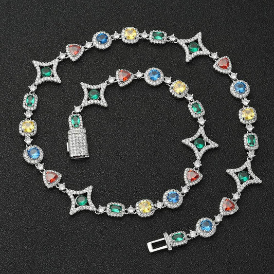 Corrente TS Jewels com diamantes multicoloridos de 10 mm