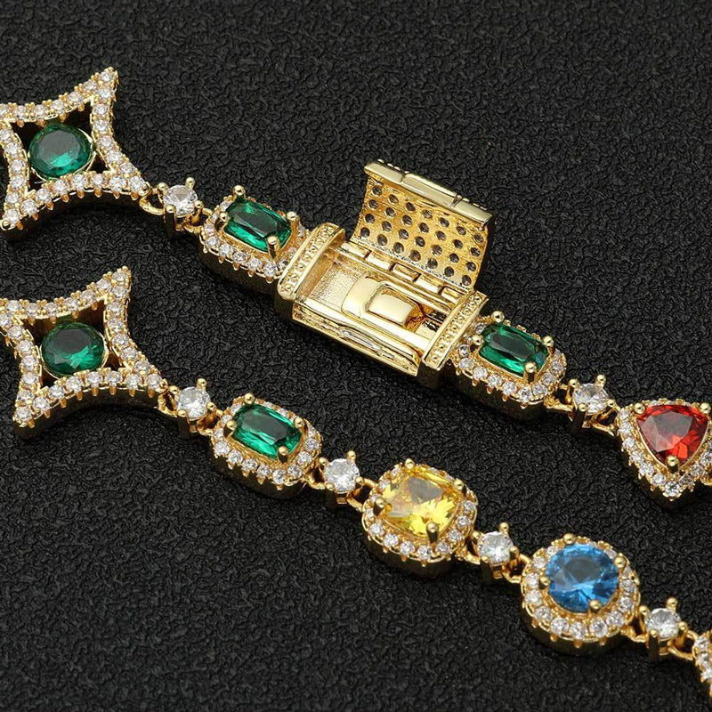 Corrente TS Jewels com diamantes multicoloridos de 10 mm
