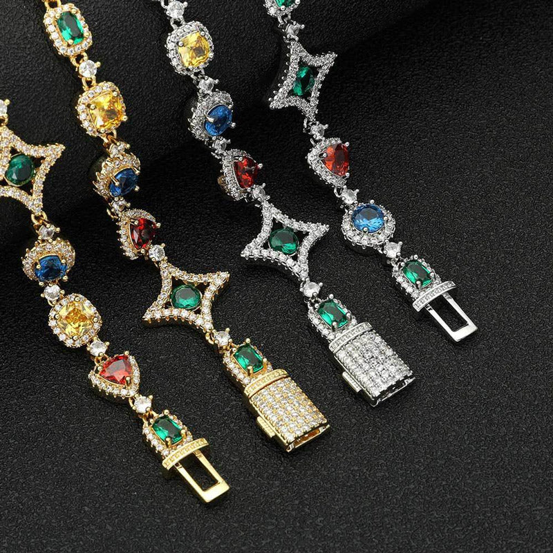Corrente TS Jewels com diamantes multicoloridos de 10 mm