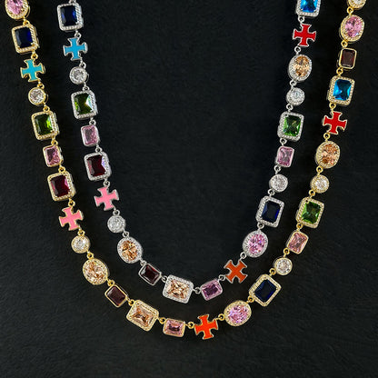 10mm chain + bracelet with crystallized stones by TS Jewels. Intense shine, premium finish