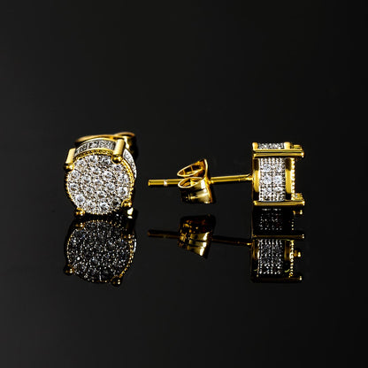 Iced Round Stone Stud Earring