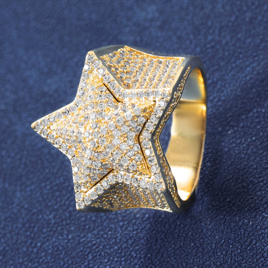 ANEL ICED STAR - BANHADO A OURO 18K