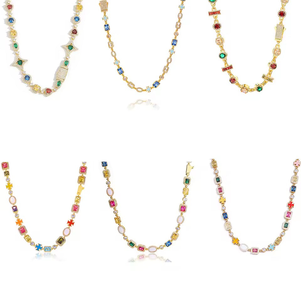 Corrente + pulseira 10mm com pedras cristalizadas da TS Jewels. Brilho intenso, acabamento premium