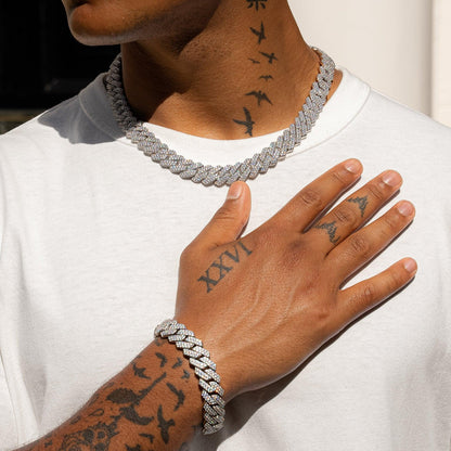 14MM CORRENTE DIAMOND PRONG LINK