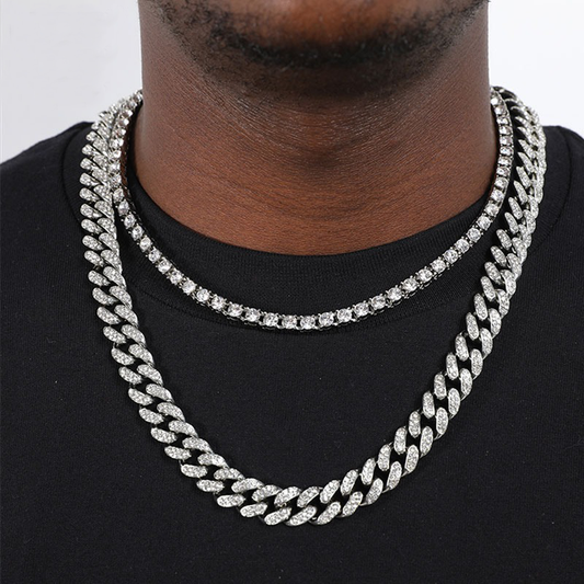 Corrente Cuban 13mm + Riviera 5mm (Ice Cravejadas)