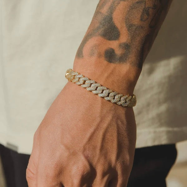 10MM PULSEIRA DIAMOND PRONG LINK - BANHADO A OURO 18K