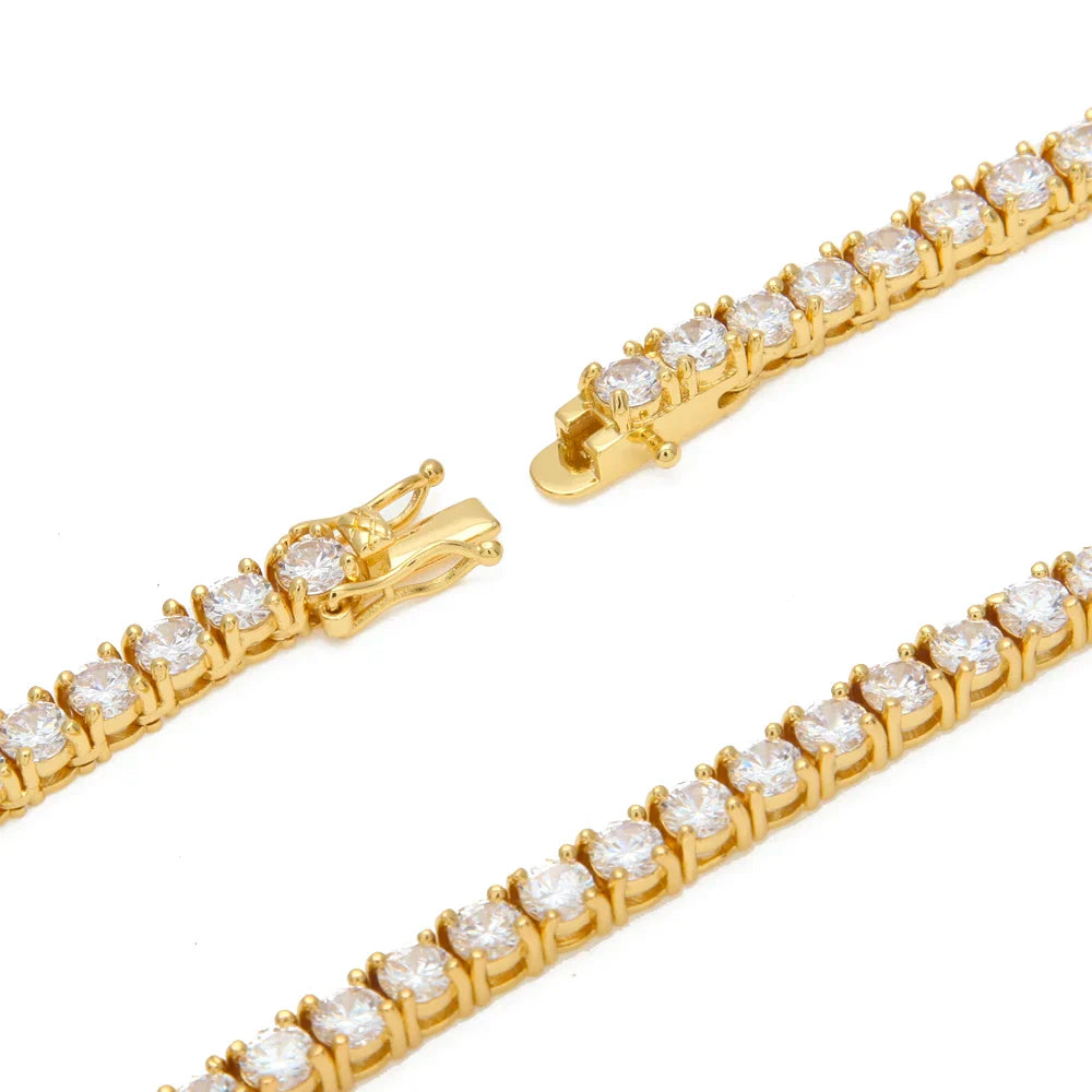 3MM CORRENTE TENNIS PREMIUM - BANHADO A OURO 18K