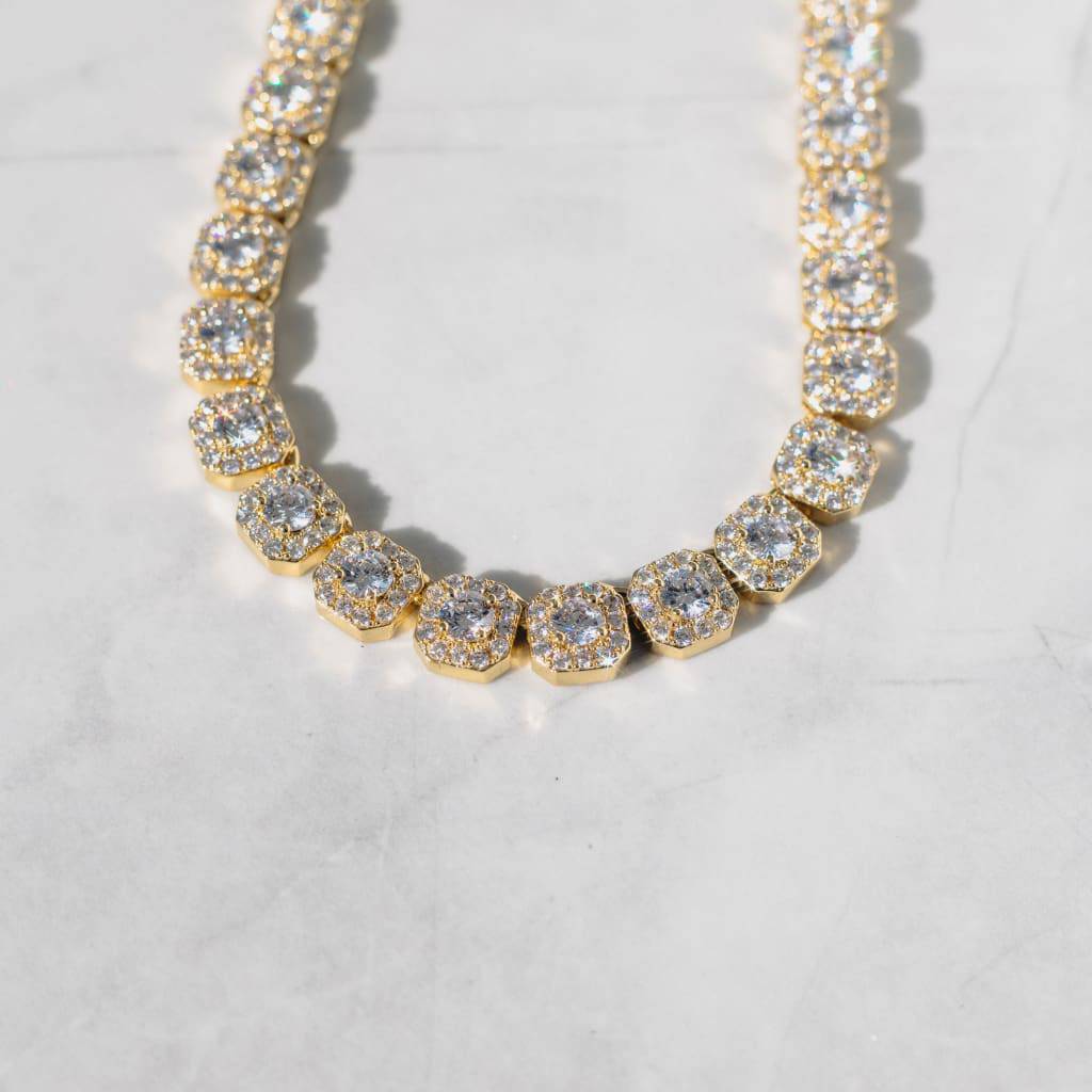 10MM CORRENTE CLUSTERED TENNIS  - BANHADO A OURO 18K