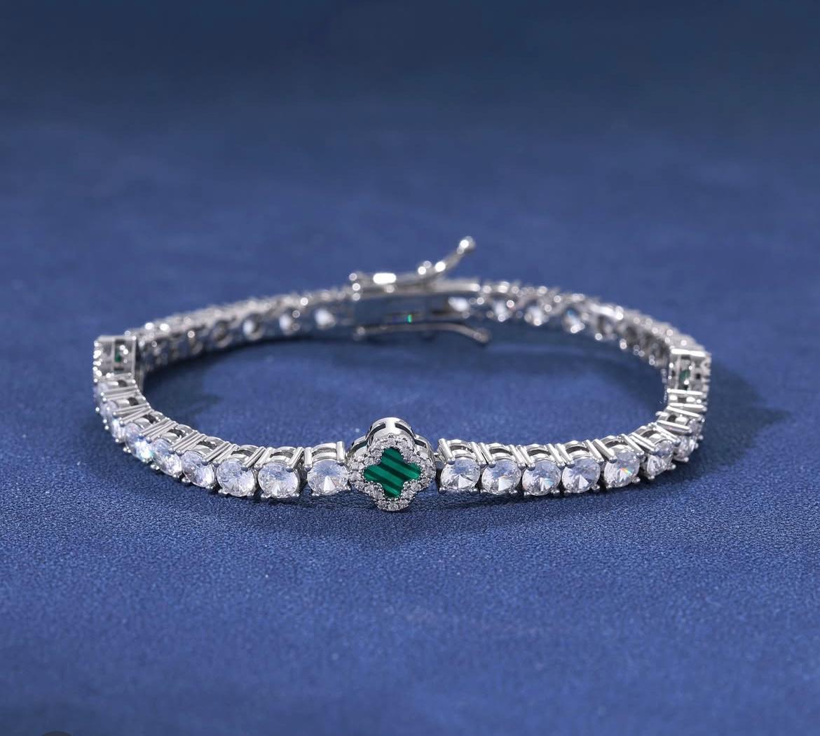 Pulseira 4mm Riviera Trevo Verde TS