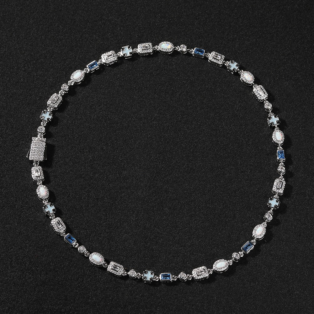 Corrente com Pedras Múltiplas TS (6MM) Blue