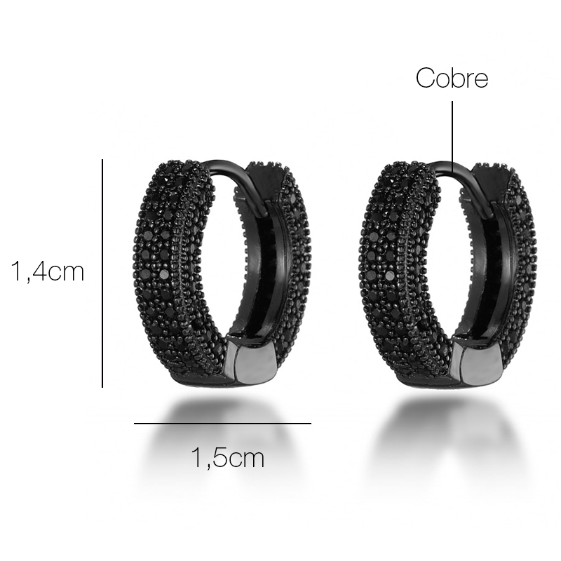 Brinco Masculino de Argola Black Duplo Ice Cravejado (o par)