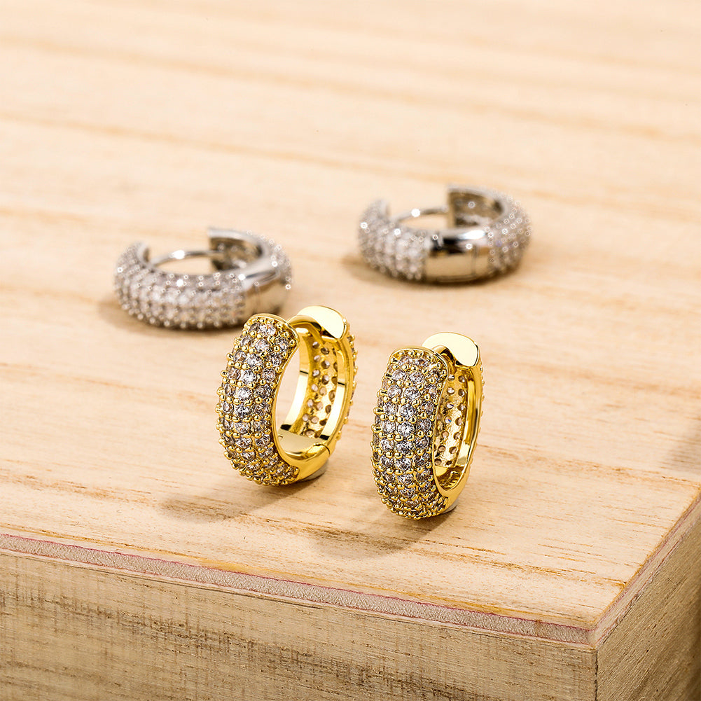 Brinco Masculino de Argola Round Ice Cravejado (o par)