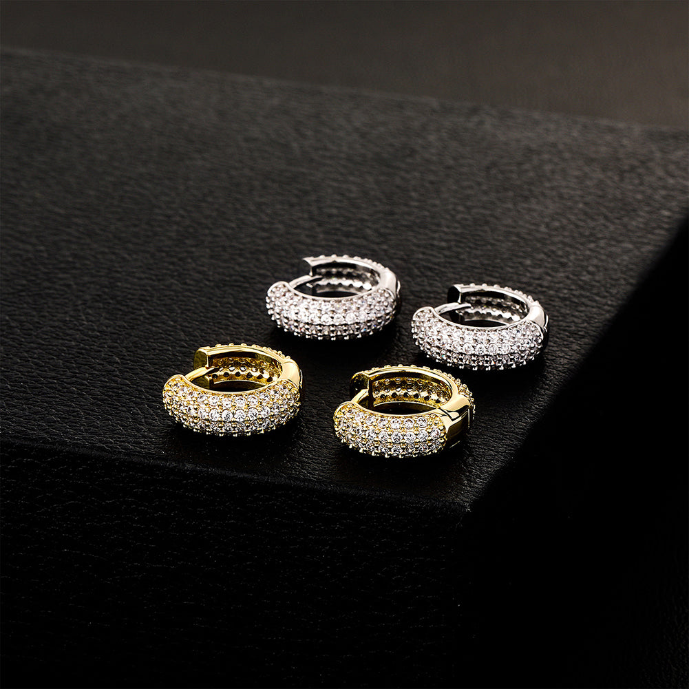 Brinco Masculino de Argola Round Ice Cravejado (o par)