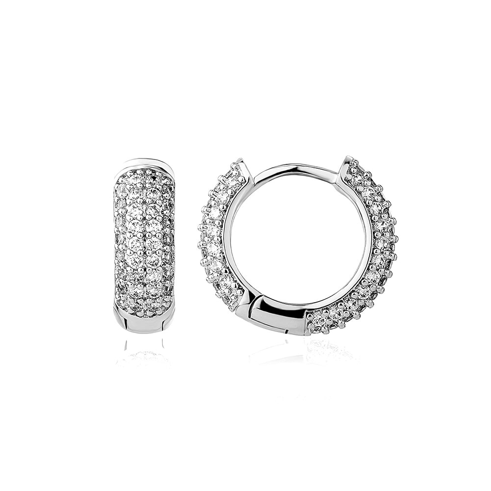 Brinco Masculino de Argola Round Ice Cravejado (o par)