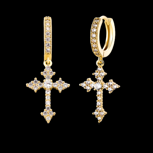 Brinco Masculino de Cruzinha Ice Cravejado (o par)