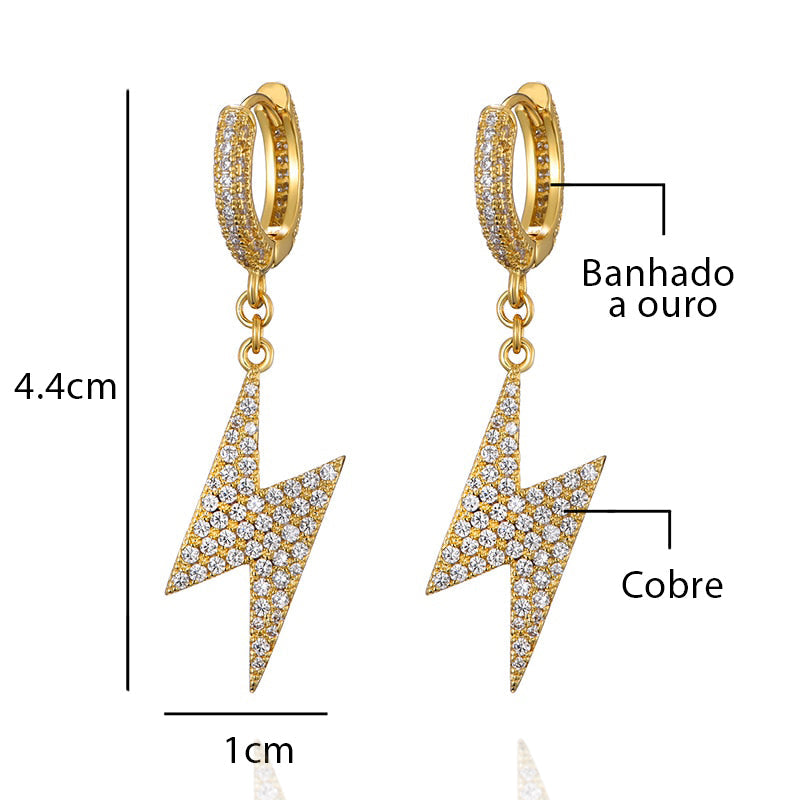 Brinco Masculino de Raio Ice Cravejado (o par)