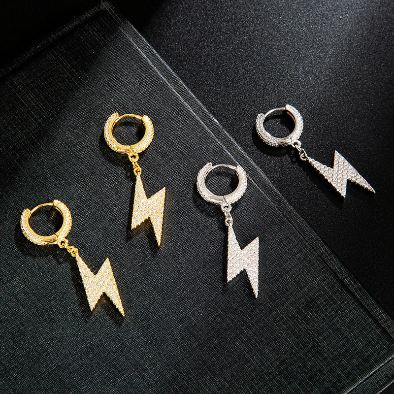 Brinco Masculino de Raio Ice Cravejado (o par)