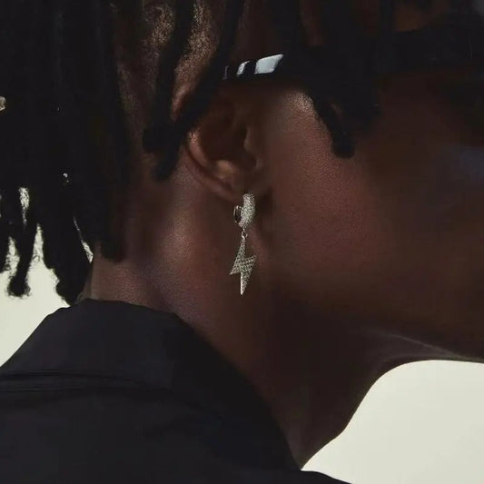 Brinco Masculino de Raio Ice Cravejado (o par)