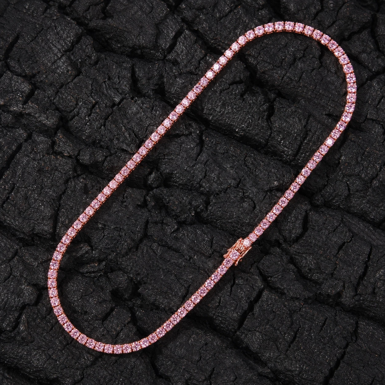 Colar Tennis TS-Rose 4mm em Zircônia Cúbica | Semi Joia de Luxo