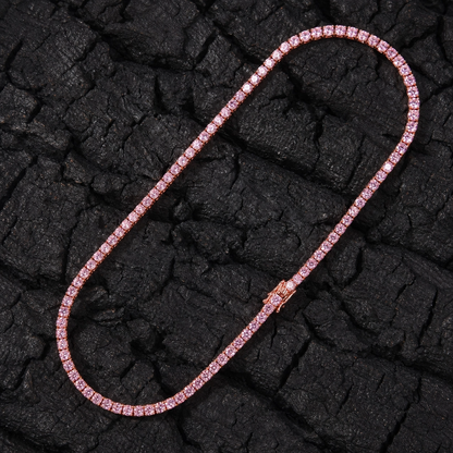 Colar Tennis TS-Rose 4mm em Zircônia Cúbica | Semi Joia de Luxo
