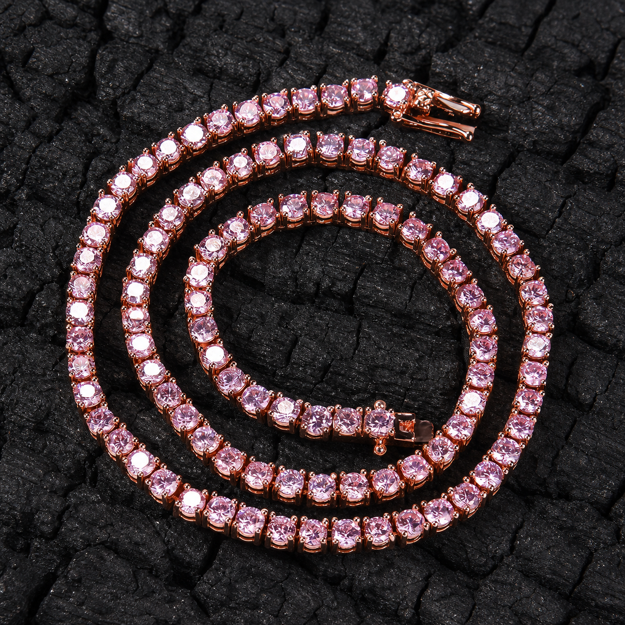 Colar Tennis TS-Rose 4mm em Zircônia Cúbica | Semi Joia de Luxo