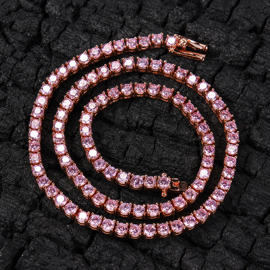 Colar Tennis TS-Rose 4mm em Zircônia Cúbica | Semi Joia de Luxo