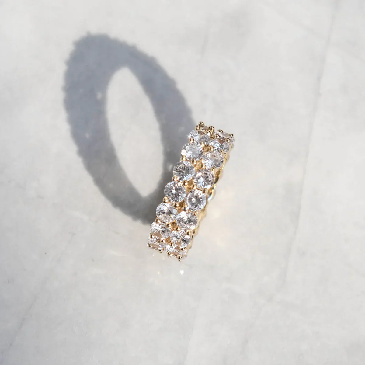 ANEL ICED DOUBLE ROW TENNIS - BANHADO A OURO 18K