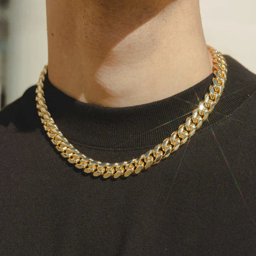 12MM CORRENTE CUBAN LINK - BANHADO A OURO 18K