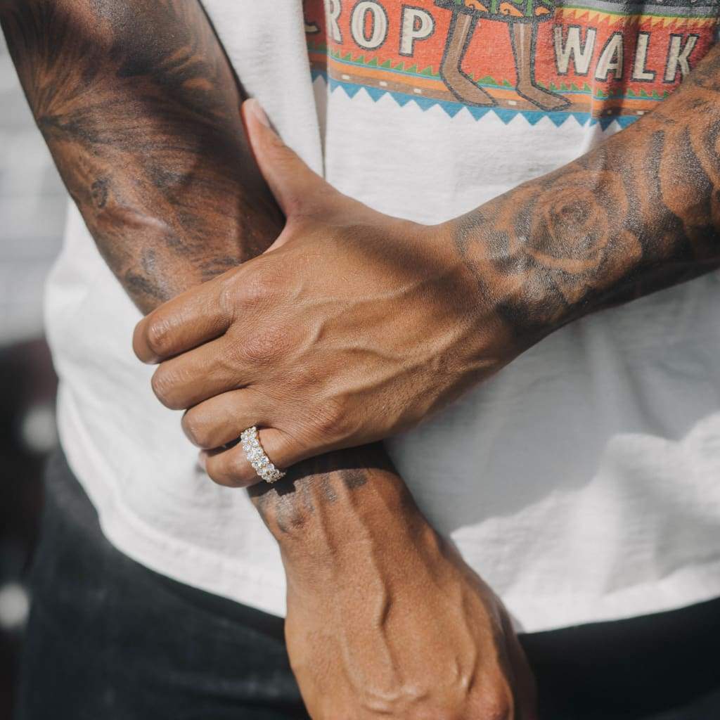 ANEL ICED DOUBLE ROW TENNIS - BANHADO A OURO 18K