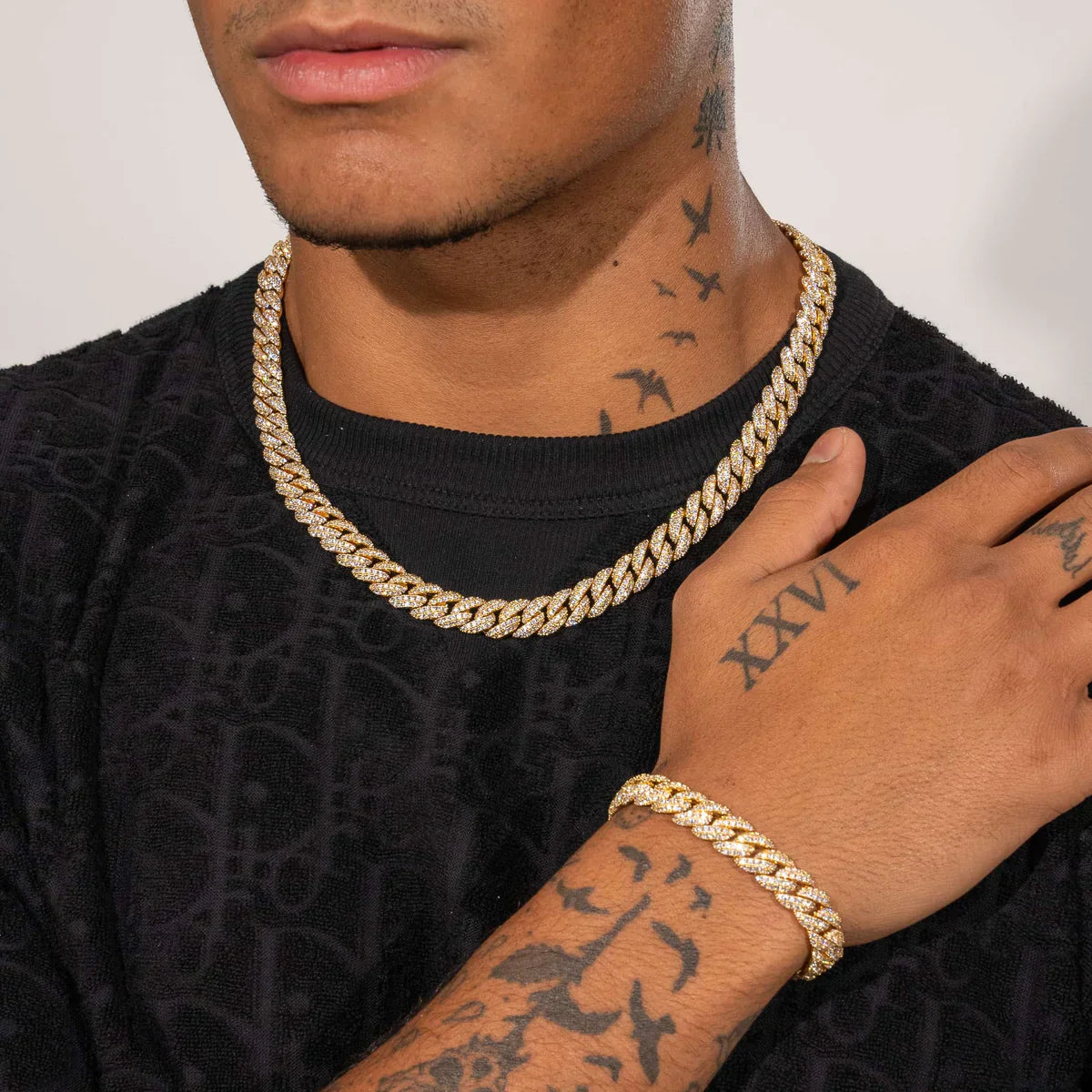 10MM PULSEIRA ICED CUBAN LINK - BANHADO A OURO 18K