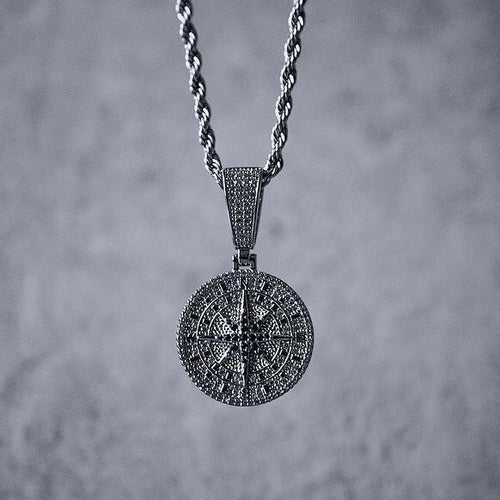 PINGENTE ICED COMPASS - BANHADO A PRATA 925