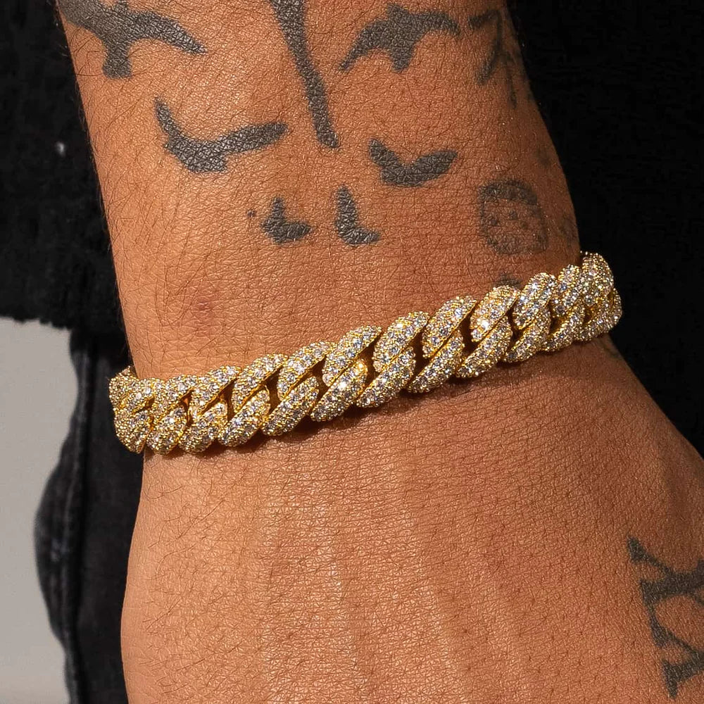 10MM PULSEIRA ICED CUBAN LINK - BANHADO A OURO 18K
