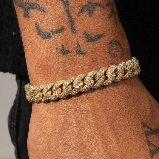 10MM PULSEIRA ICED CUBAN LINK - BANHADO A OURO 18K