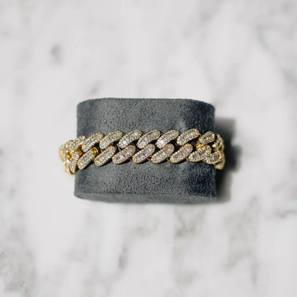 15MM PULSEIRA BAGUETTE CUBAN LINK - BANHADO A OURO 18K