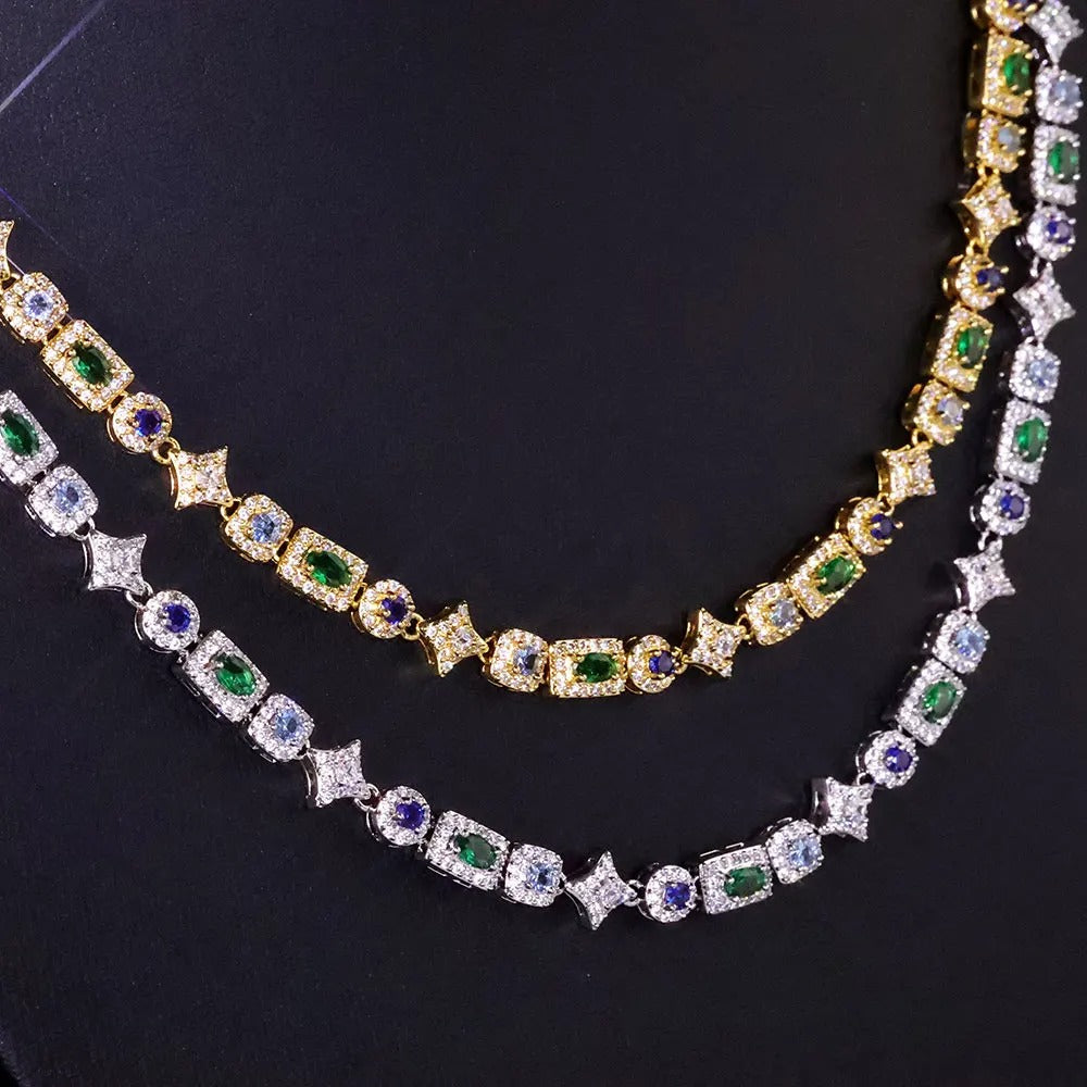 Corrente + Pulseira Tennis 6MM Retangular Colorida – TS Jewels