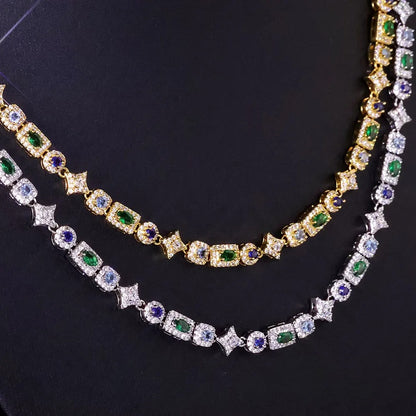 Corrente + Pulseira Tennis 6MM Retangular Colorida – TS Jewels