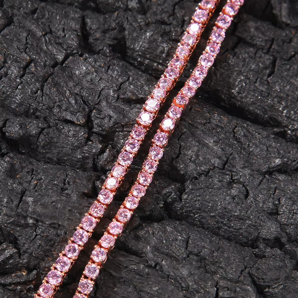Colar Tennis TS-Rose 4mm em Zircônia Cúbica | Semi Joia de Luxo